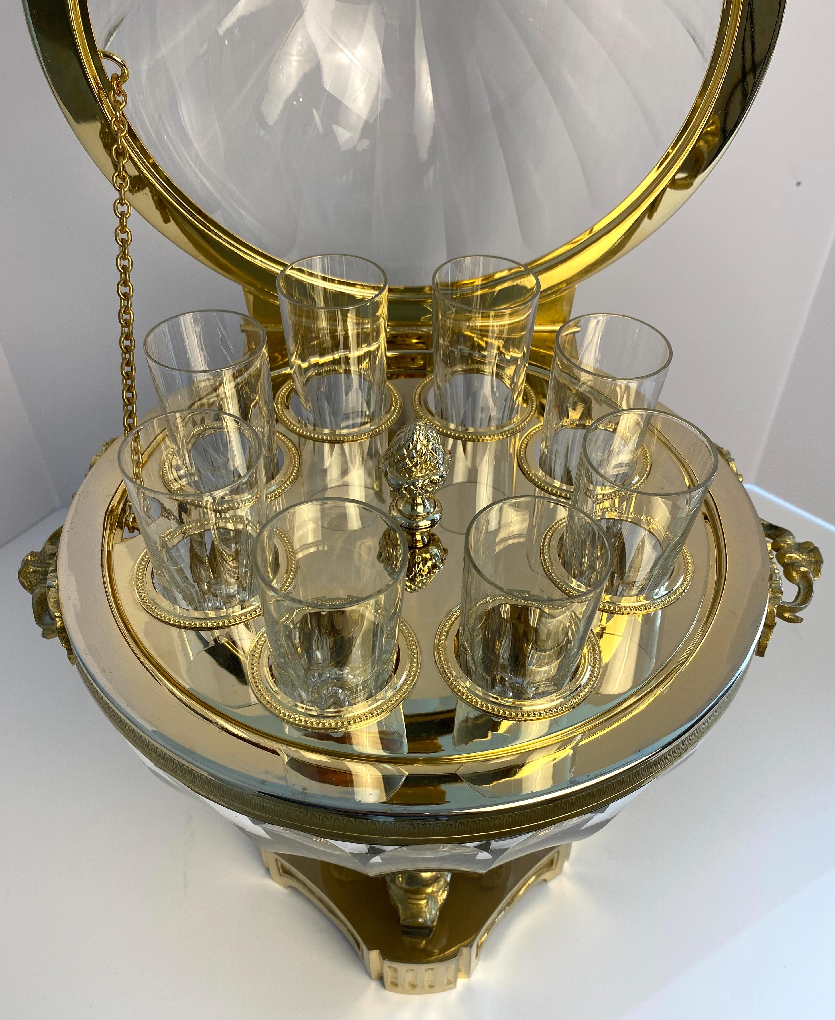 20th Century Benito Crystal Caviar & Vodka Server, Martin Benito Crystal & Ormolu Centerpiece For Sale