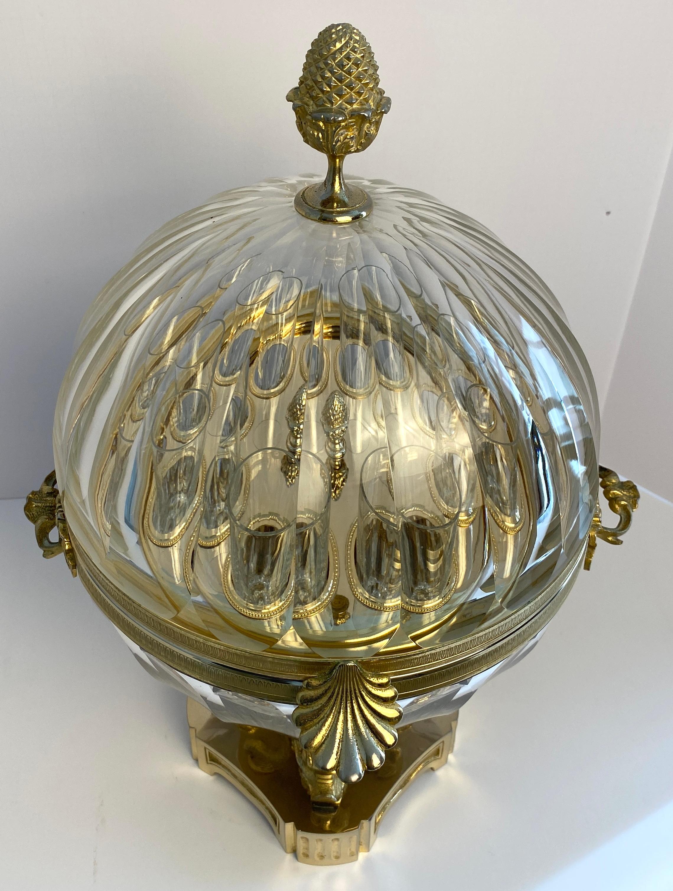 Benito Crystal Caviar & Vodka Server, Martin Benito Crystal & Ormolu Centerpiece For Sale 1