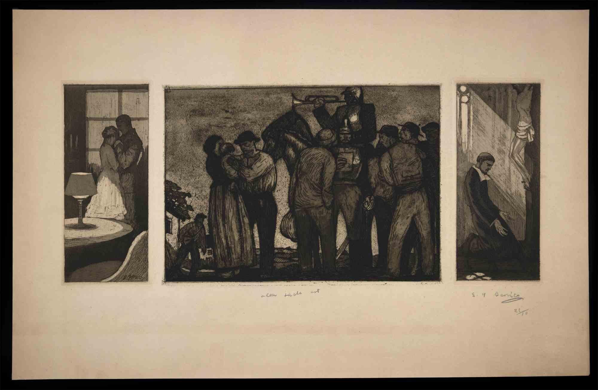 Alea Iacta Est - Etching by Benito (Edmond Garcia) - 1914