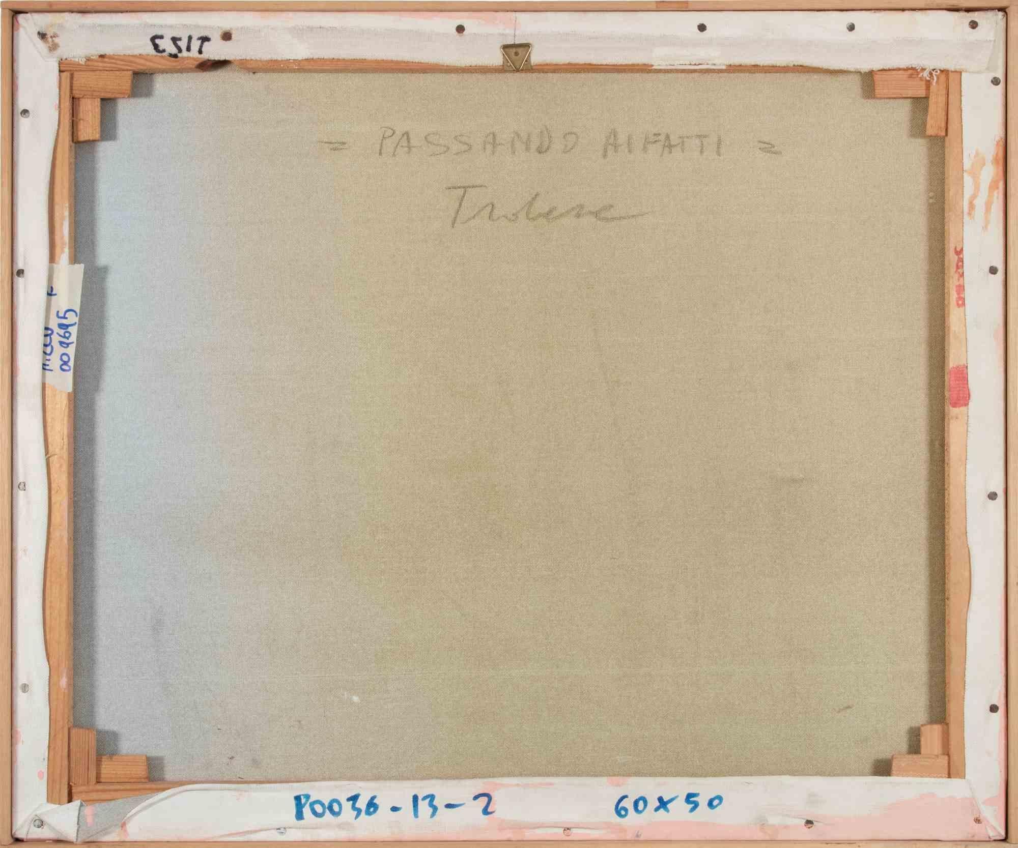 Pasando a los hechos - Pintura al óleo de Benito Trolese - Años 80 en venta 3