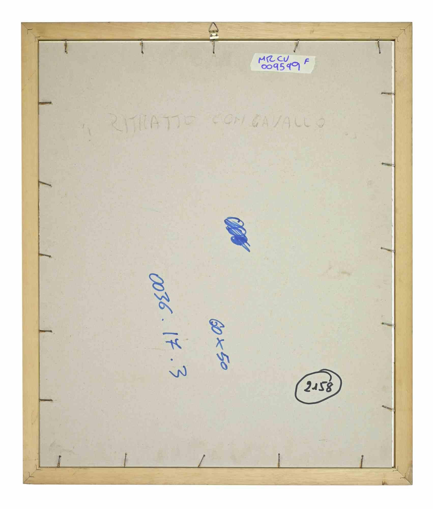 Self-Portrait con cavallo - Dipinto da Benito Troleses - 1987 in vendita 3