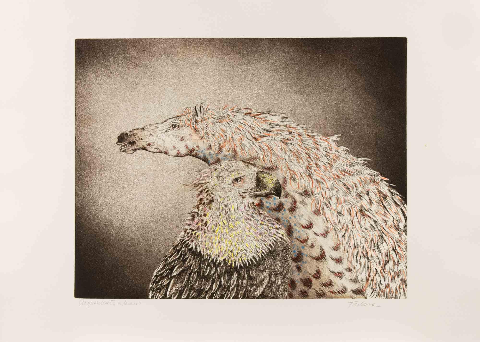 Eagle and Horse - Etching by Benito Trolese - 1990s
