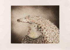 Aigle et cheval - Gravure de Benito Trolese - 1990