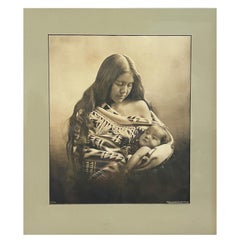 Antikes Oregoner „Indian Madonna & Kind“ Silber-Gelatine-Foto der amerikanischen Ureinwohner von Oregon