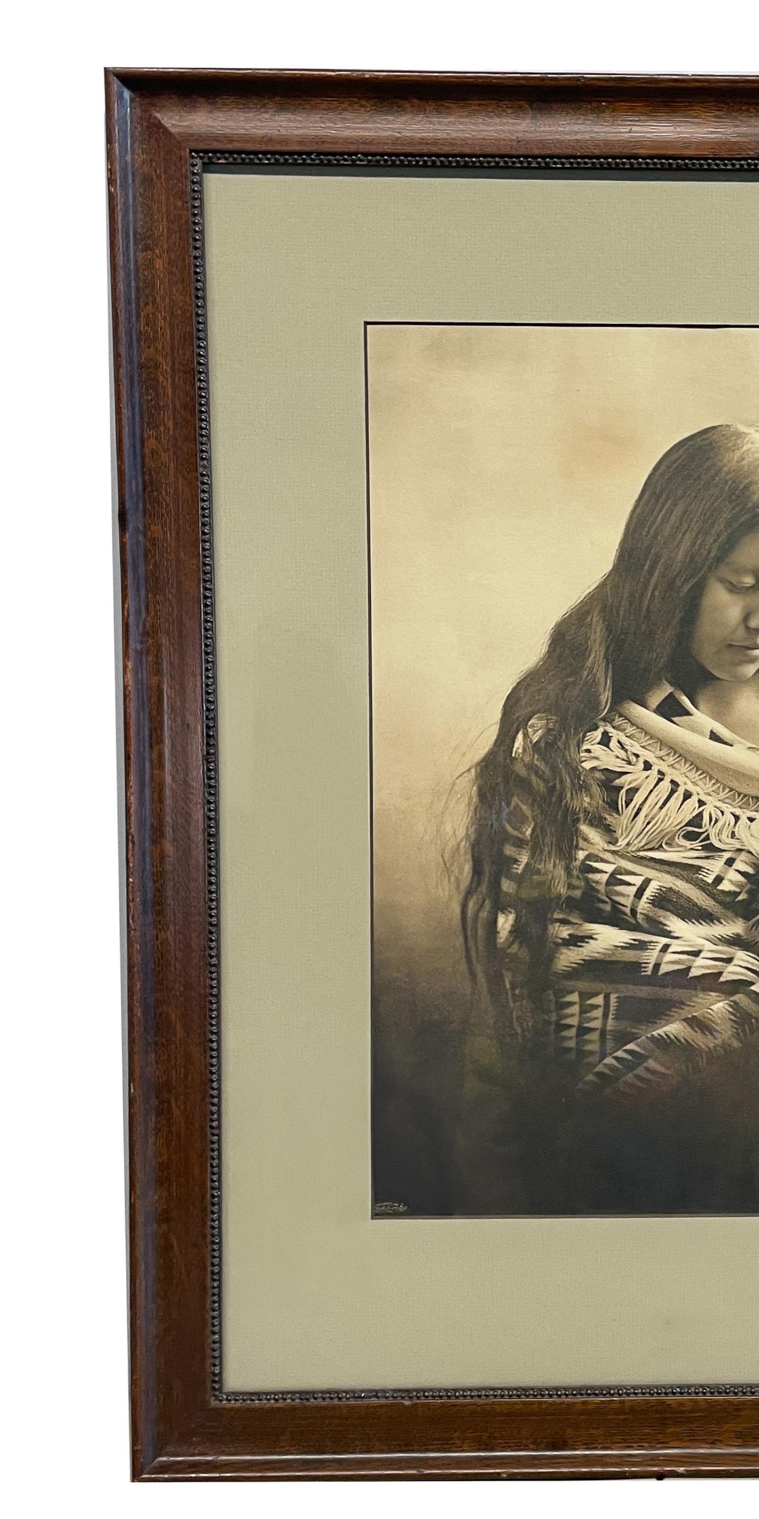 Antica foto alla gelatina d'argento dei nativi americani 