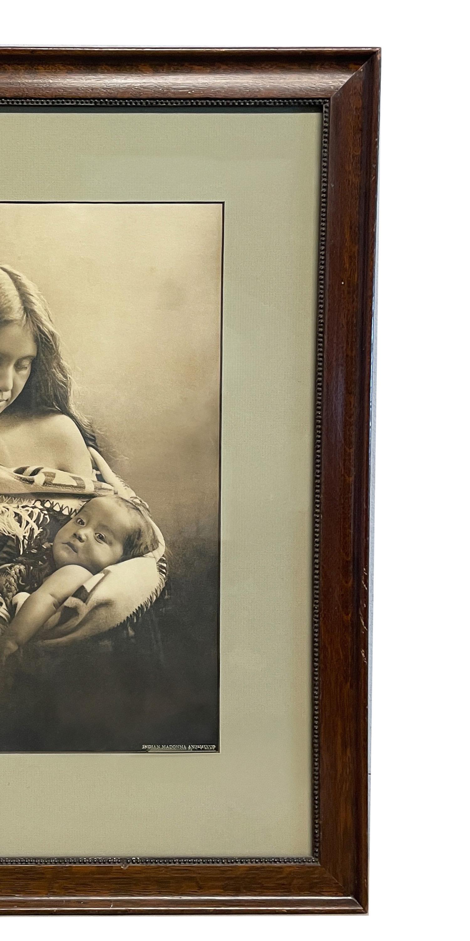 Antica foto alla gelatina d'argento dei nativi americani 
