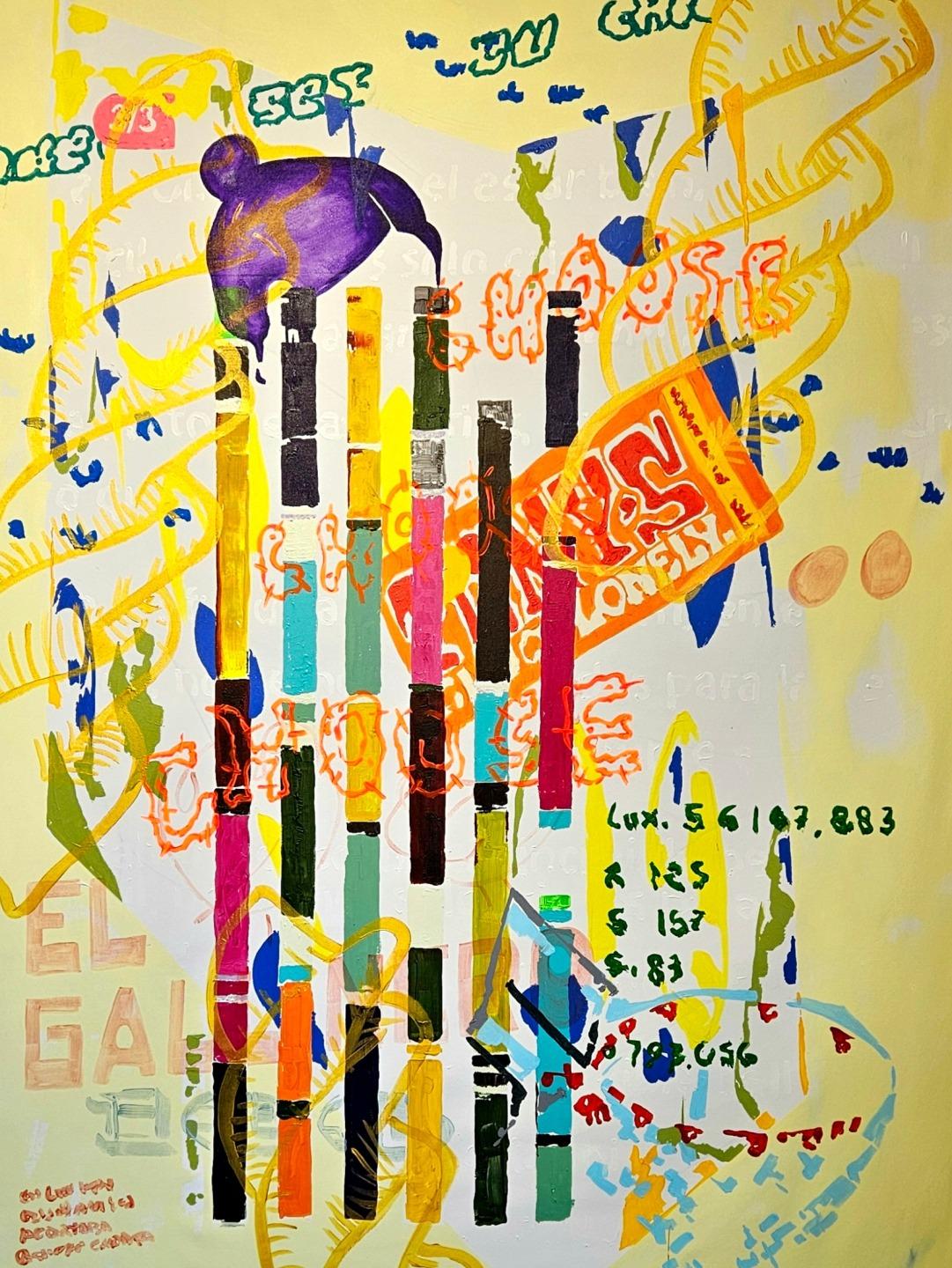 Benjamin Aitala Abstract Acrylic Painting Large on Yellow Contemporary Art, 2024