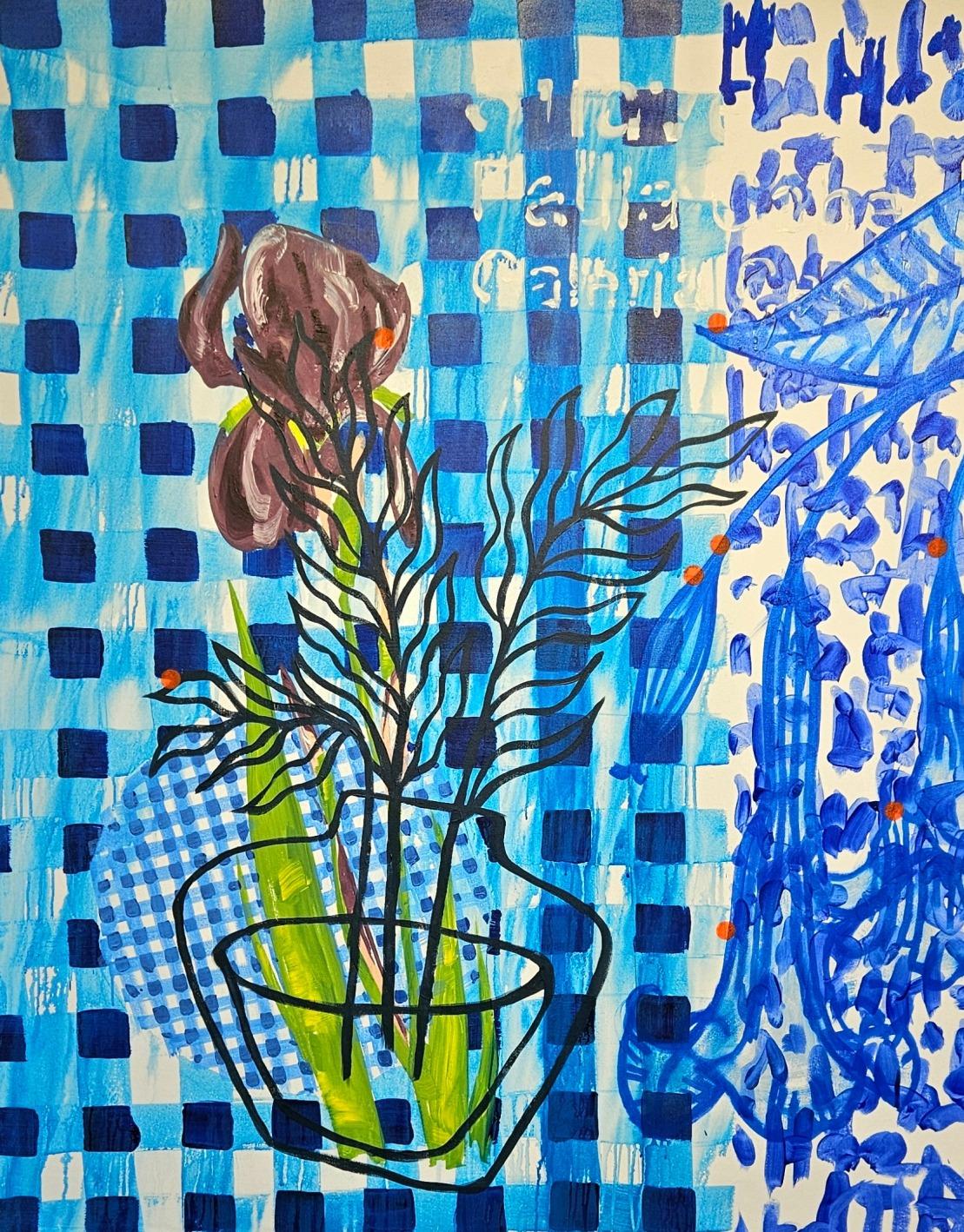 Benjamin Aitala Abstract Painting - Large Floral Abstract Figurative Painting, Acrylic on Canvas, 150x120cm, 2025
