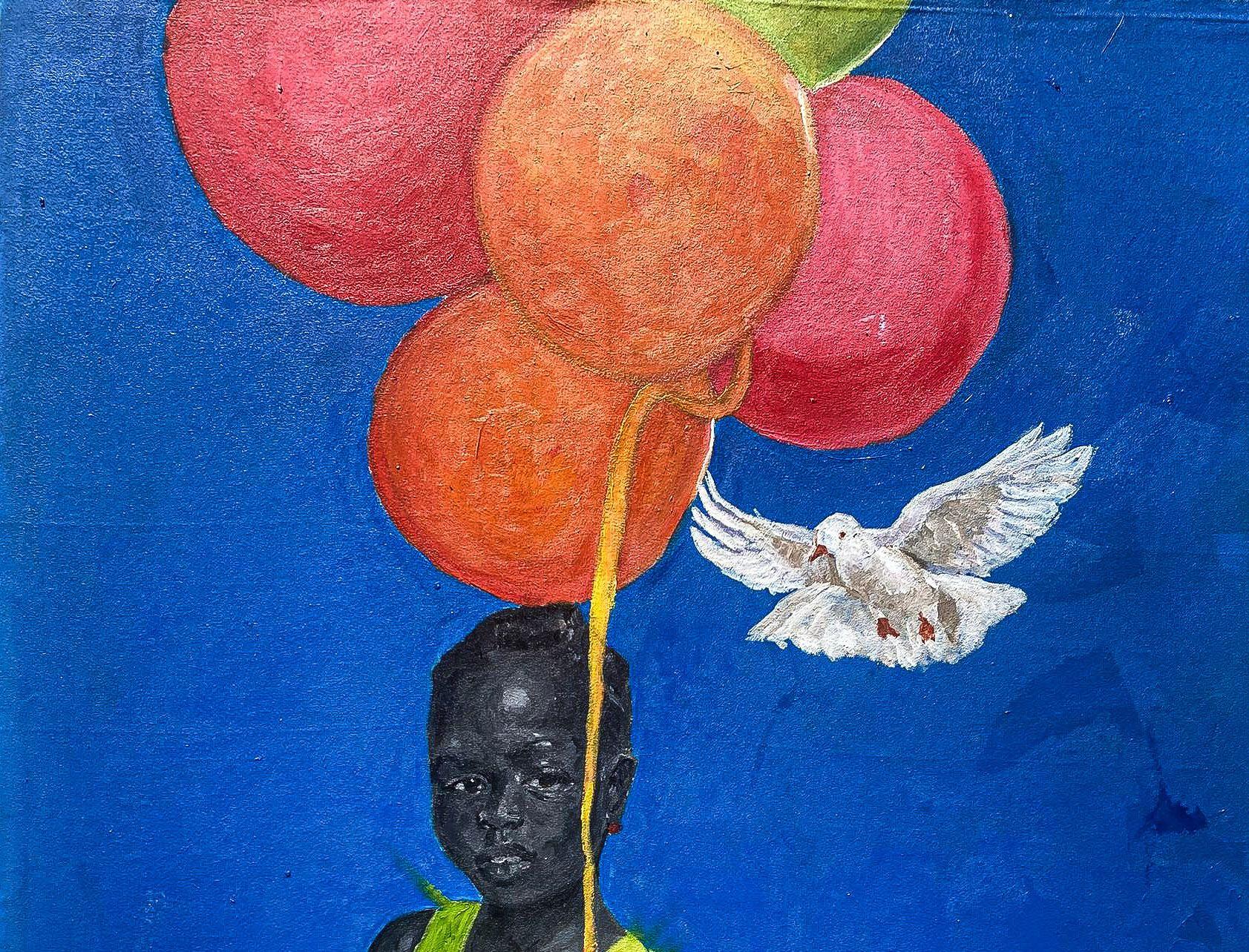 Entdecken Sie 1 - 21. Jahrhundert, Contemporary, Figurativ, Kinder, Afrika, Luftballons – Painting von Benjamin Akinsoji