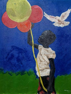 Sin título - Siglo XXI, Contemporáneo, Figurativo, Niños, África, Globos