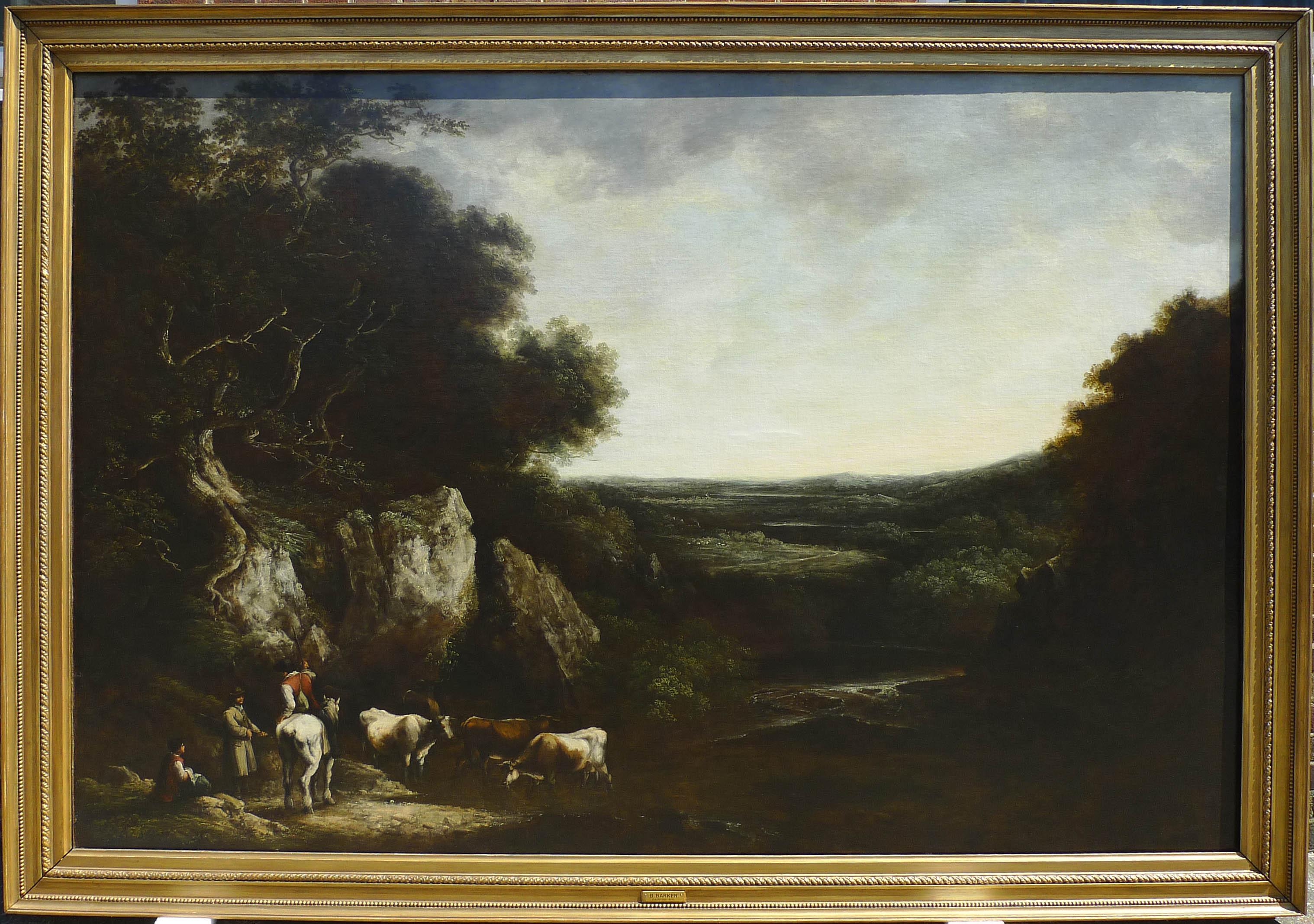 English Benjamin Barker of Bath, Landscape with Cattle, Oil on Canvas Signed, Dated 1810