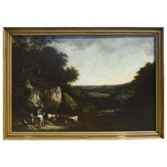 Antique Benjamin Barker Of Bath, Landscape With Cattle, Oil On Canvas Signed, Dated 1810