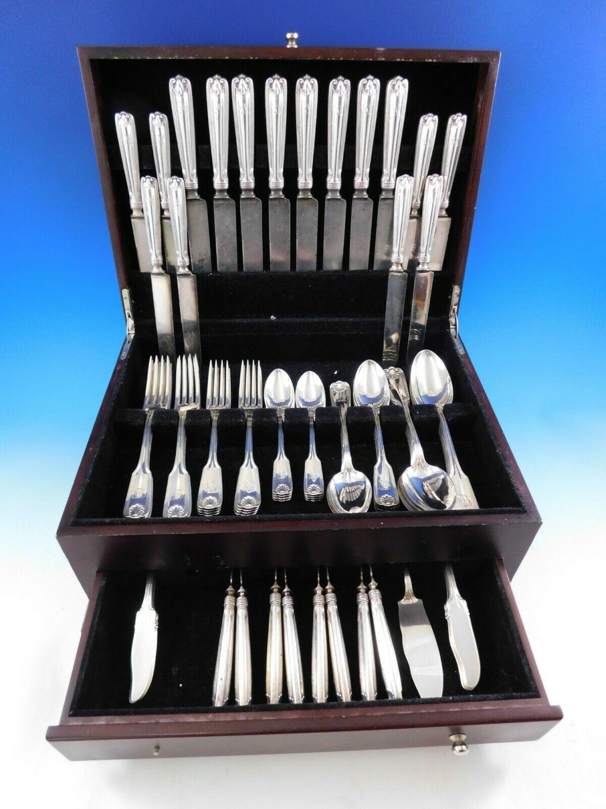 Vintage Benjamin Franklin by Towle sterling silver flatware set, 73 pieces. This set includes:

8 dinner size knives, blunt, 9 3/4