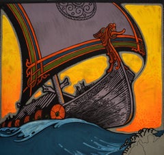 Original Vintage Travel Poster See The Lands Of The Vikings Atlantic Sailing Map