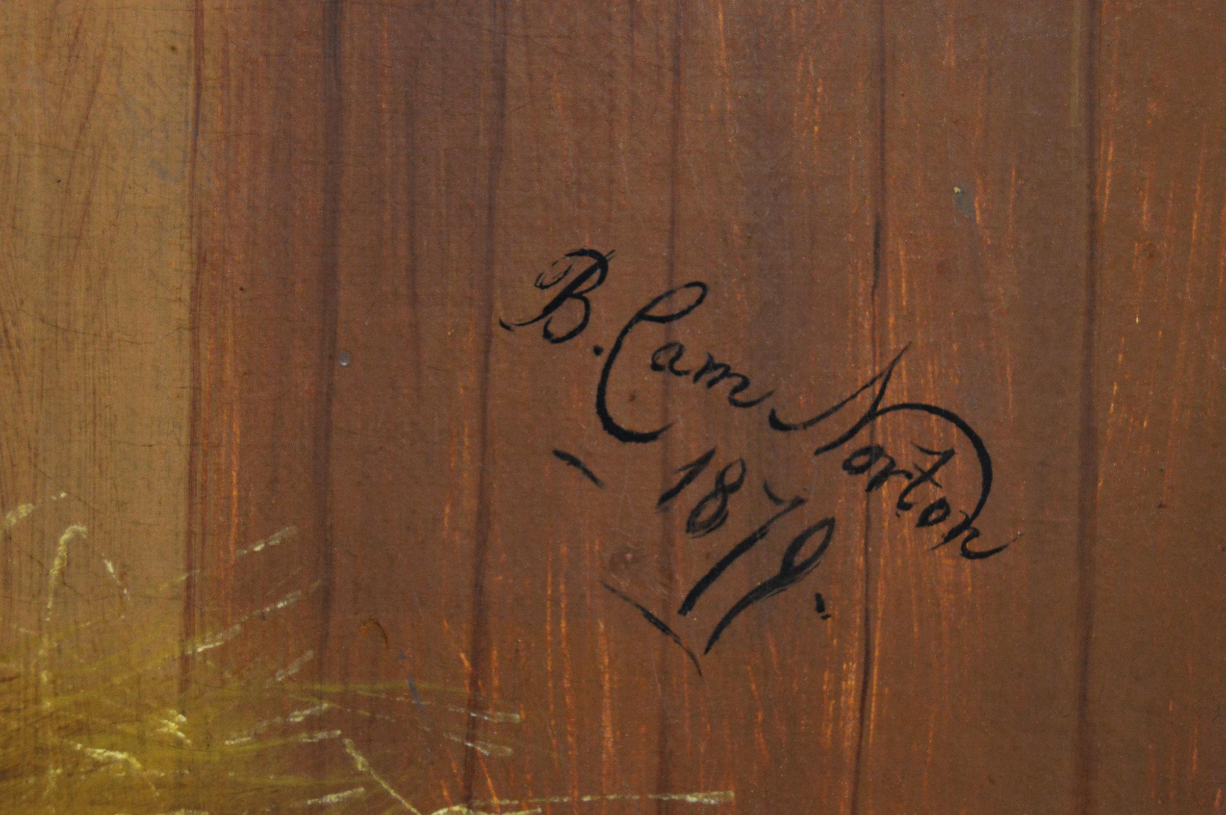 Benjamin Cam Norton
Britannique, (1834-1900)
Cheval bai dans une écurie
Huile sur toile, signée et datée 1879
Taille de l'image : 19.5 pouces x 23.5 pouces 
Dimensions, y compris le cadre : 25,5 pouces x 29,5 pouces

Une belle peinture sportive d'un