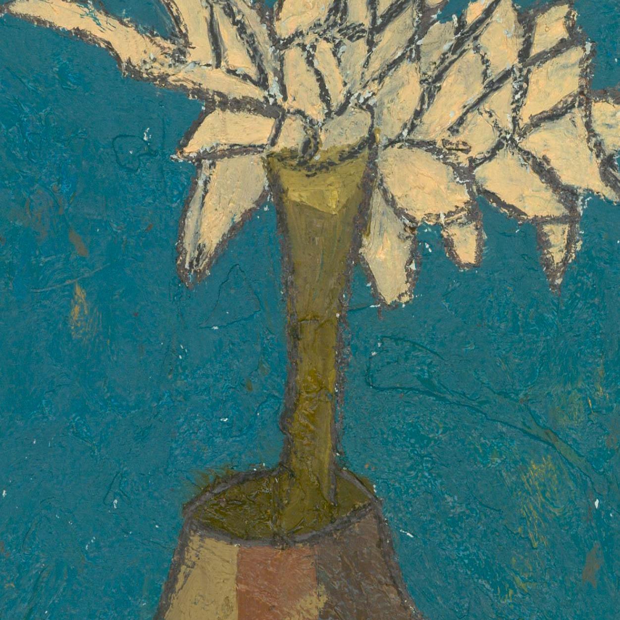 Ben Carrivick - Zeitgenössisches Öl, Chrysantheme (Grau), Still-Life Painting, von Benjamin Carrivick