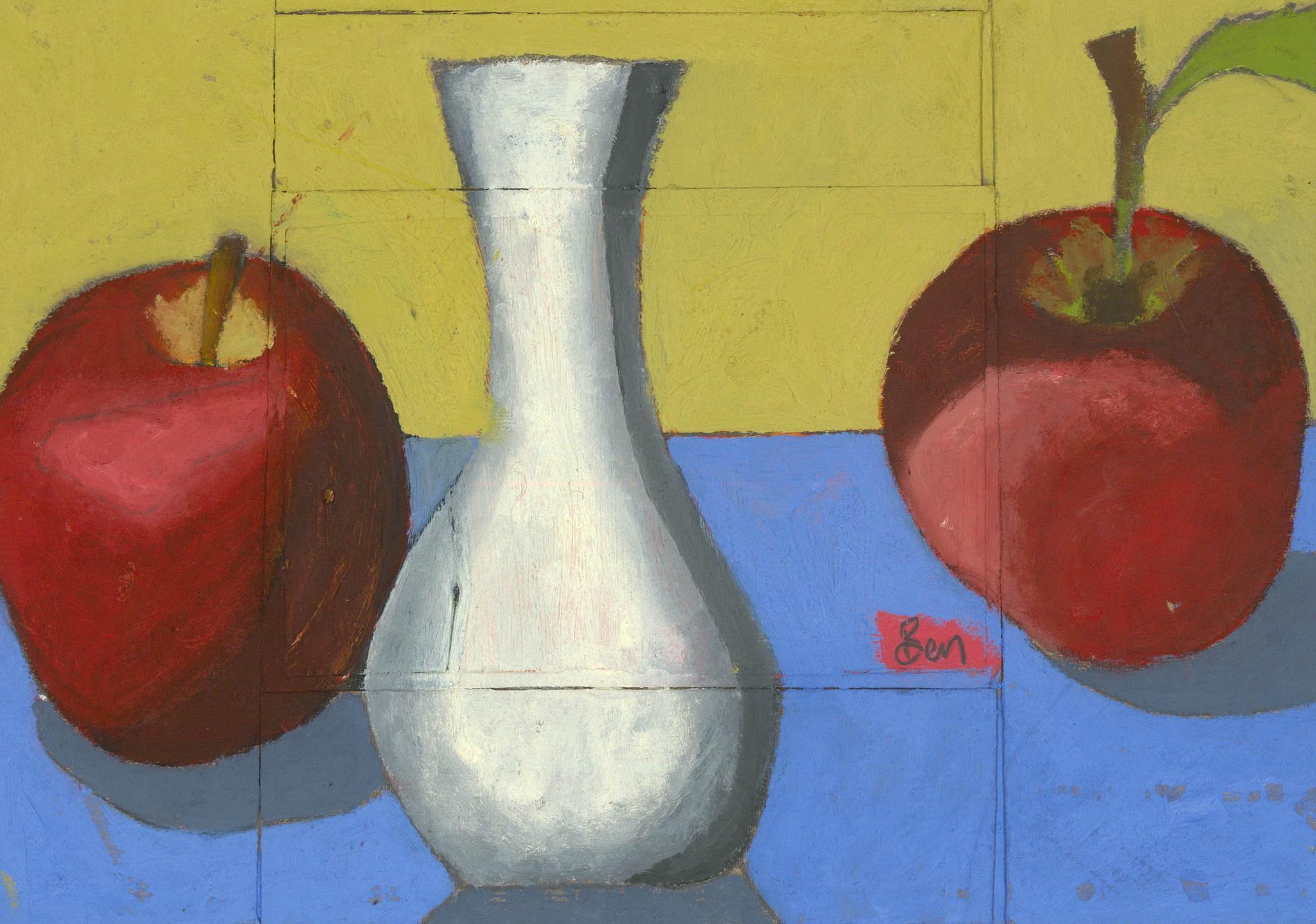 Ben Carrivick - Zeitgenössisches Öl, Stillleben mit Äpfeln – Painting von Benjamin Carrivick