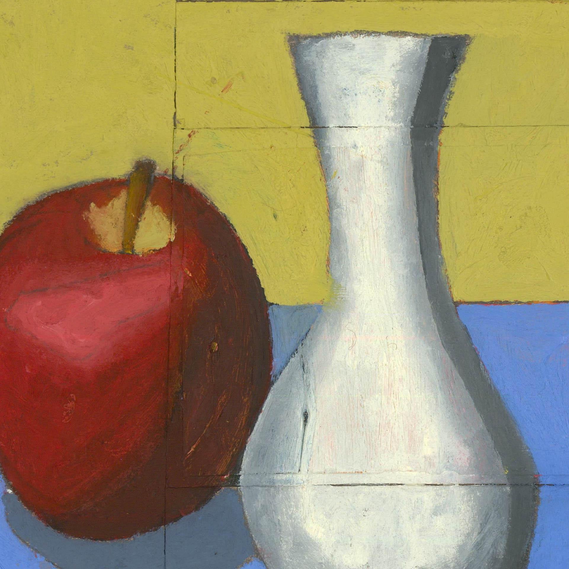 Ben Carrivick - Zeitgenössisches Öl, Stillleben mit Äpfeln (Grau), Still-Life Painting, von Benjamin Carrivick