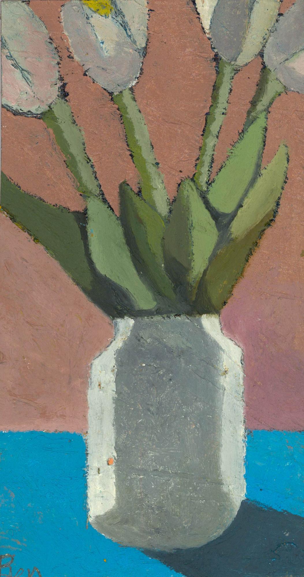 Ben Carrivick - Zeitgenössisches Öl, Tulpen in einer Porzellanvase – Painting von Benjamin Carrivick