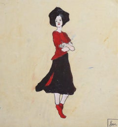 Gonna nera, Pittura, Olio su carta