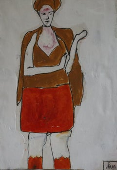 BROWN HAT, Painting, Oil on Paper