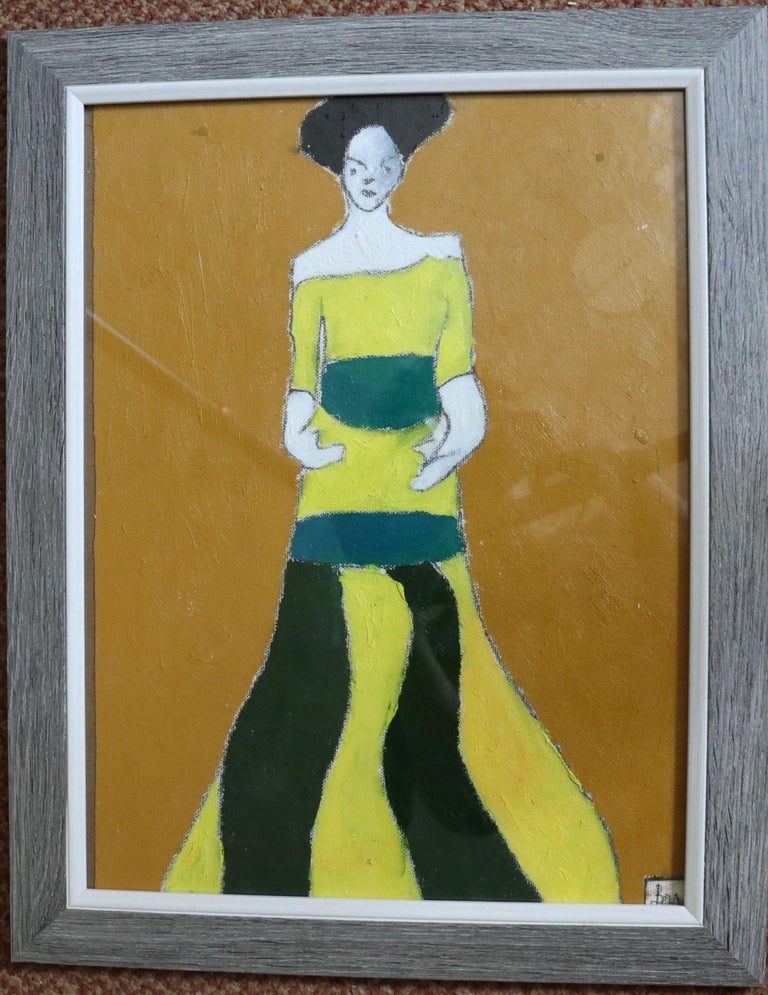 green dress, Painting, Oil on Canvas For Sale 3