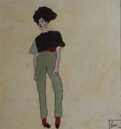 Pantaloni verdi, Pittura, Olio su carta