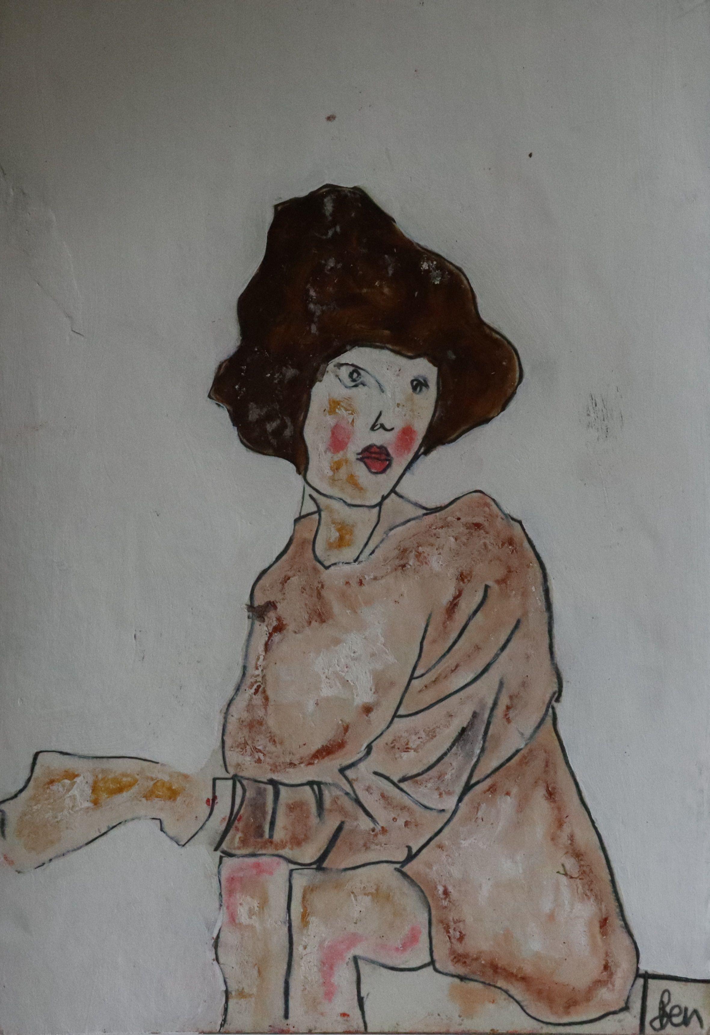 Pastellmantel, Gemälde, Öl auf Papier