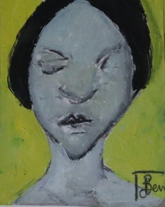portrait in yellow, Painting, Oil on Paper