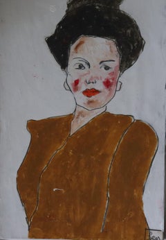 portrait woman, Painting, Oil on Paper