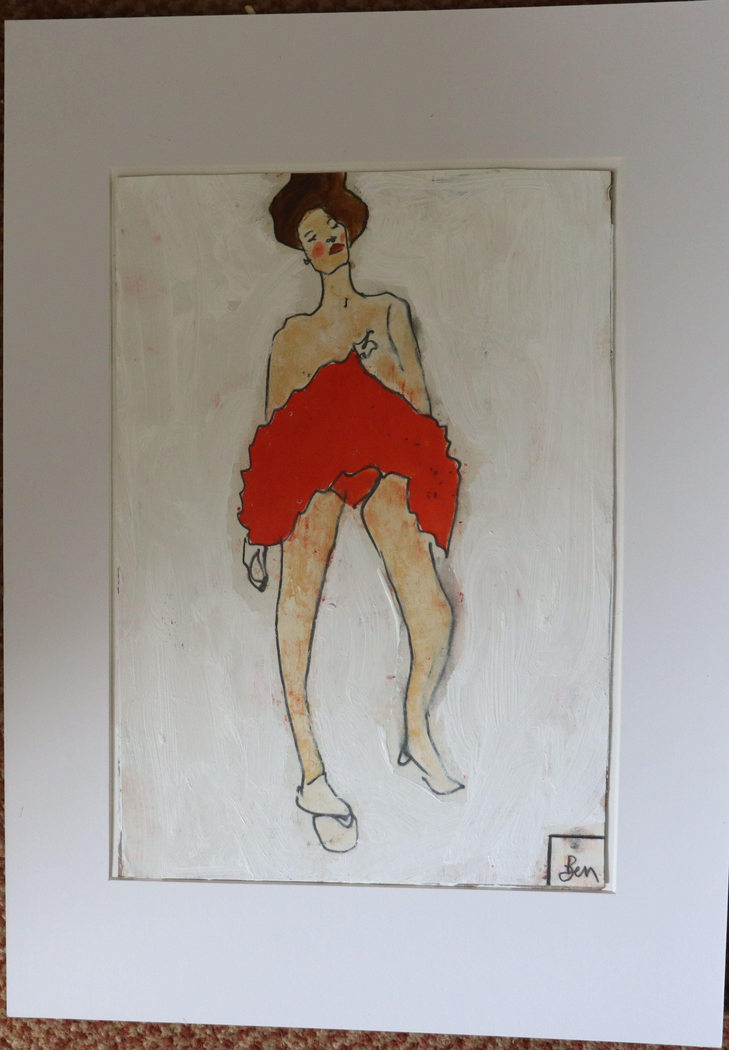 red and white, Painting, Oil on Paper For Sale 3