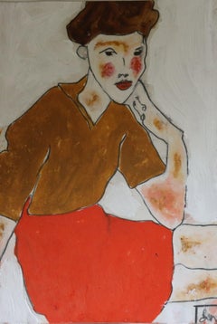 red cheeks, Painting, Oil on Paper