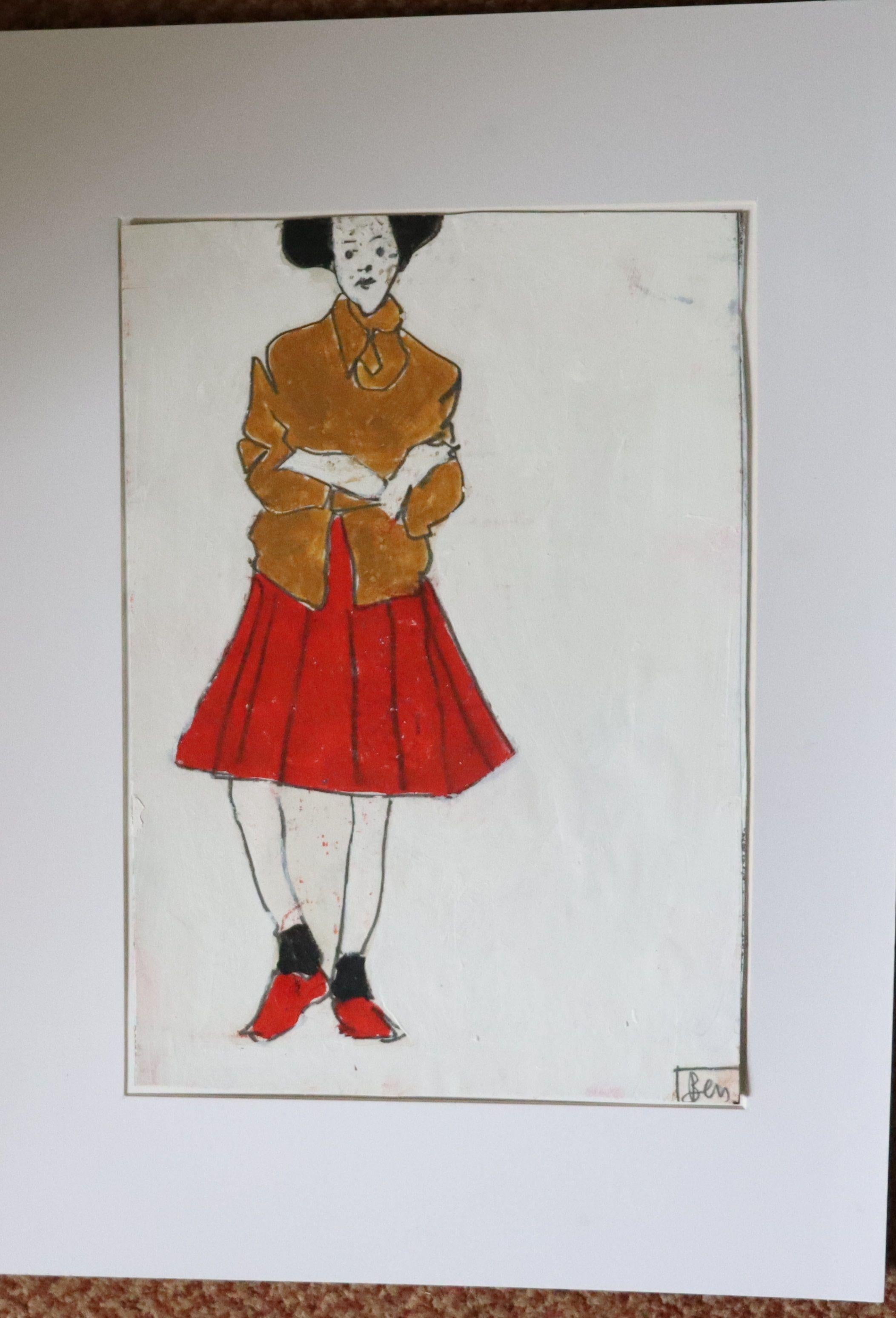 red shoes, Painting, Oil on Paper For Sale 2