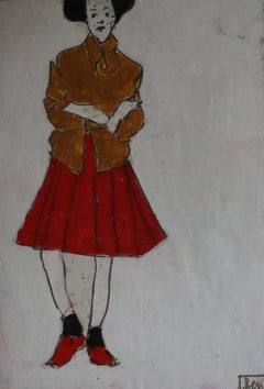 Used red shoes, Painting, Oil on Paper