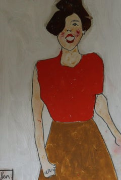 red top, Painting, Oil on Paper