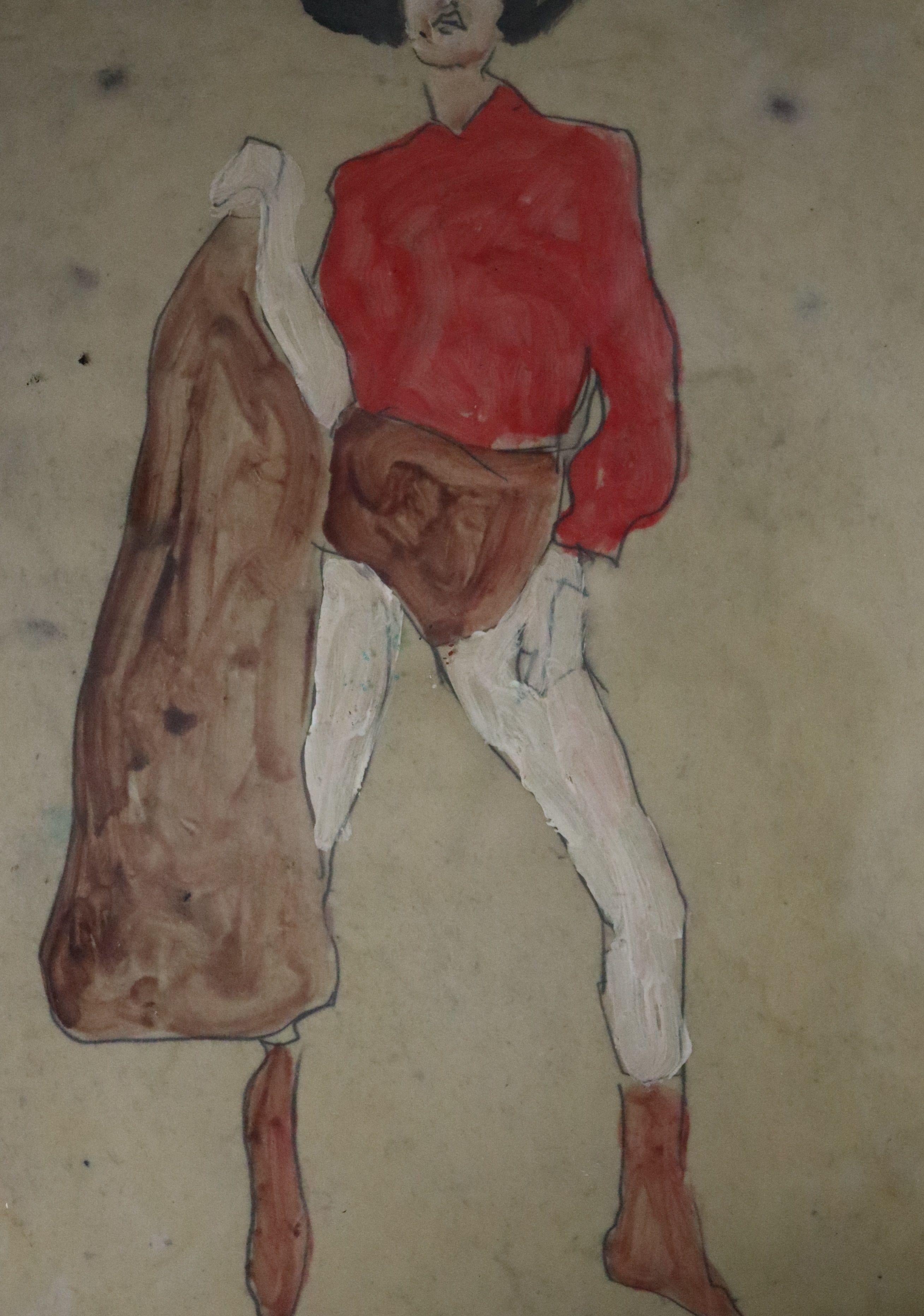 woman in red, Painting, Oil on Paper 3