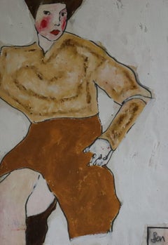 yellow and brown, Painting, Oil on Paper