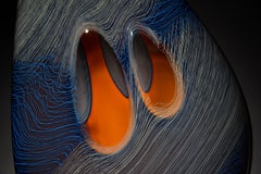 "Blue Stitch by Stitch Mussel", Contemporaneo, Soffiato, Vetro, Scultura, Forma organica