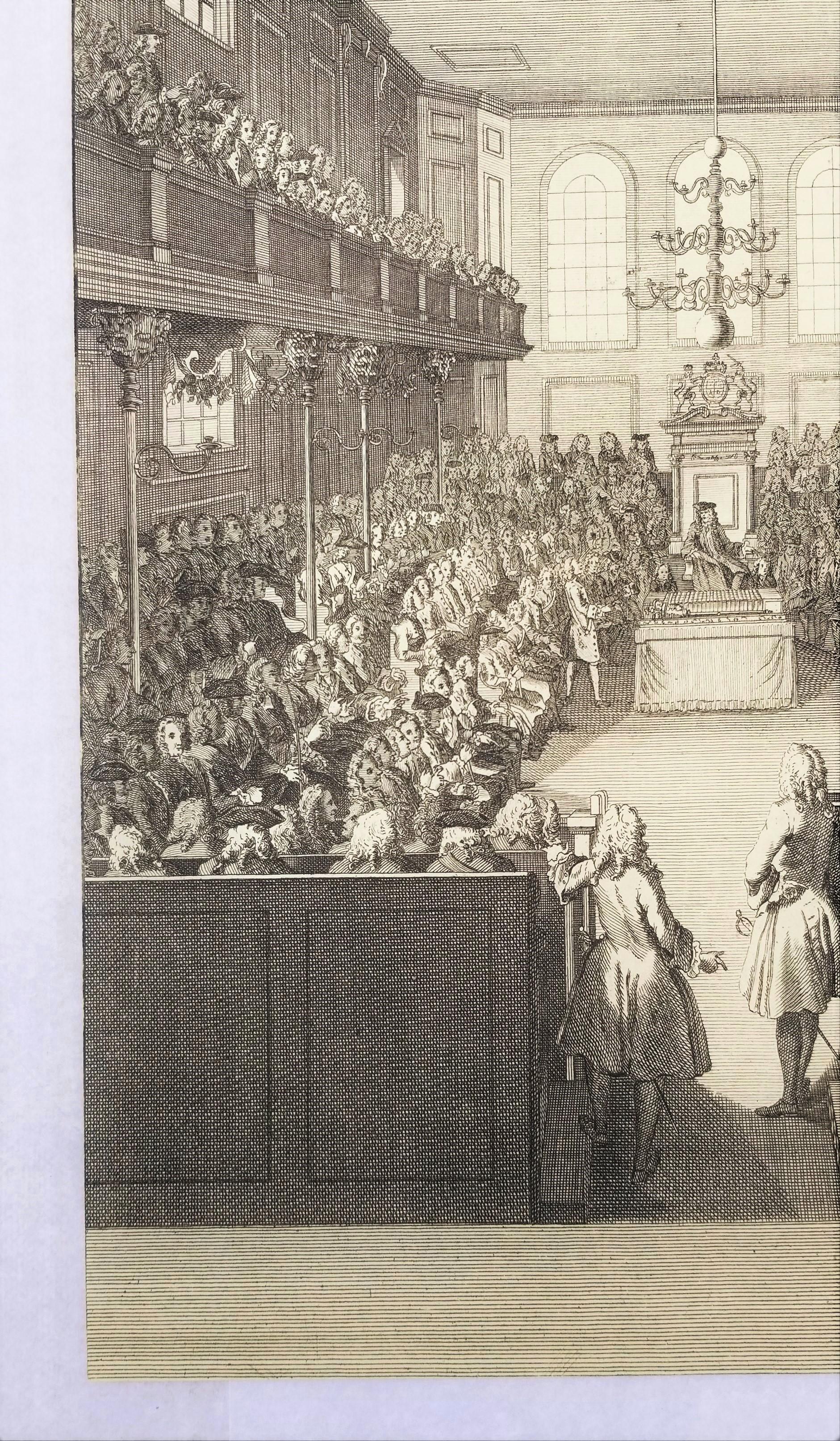 A View of the House of Commons /// George II English Parliament London England - Old Masters Print by Benjamin Cole