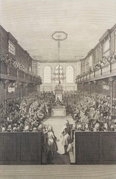 Antique A View of the House of Commons /// George II English Parliament London England
