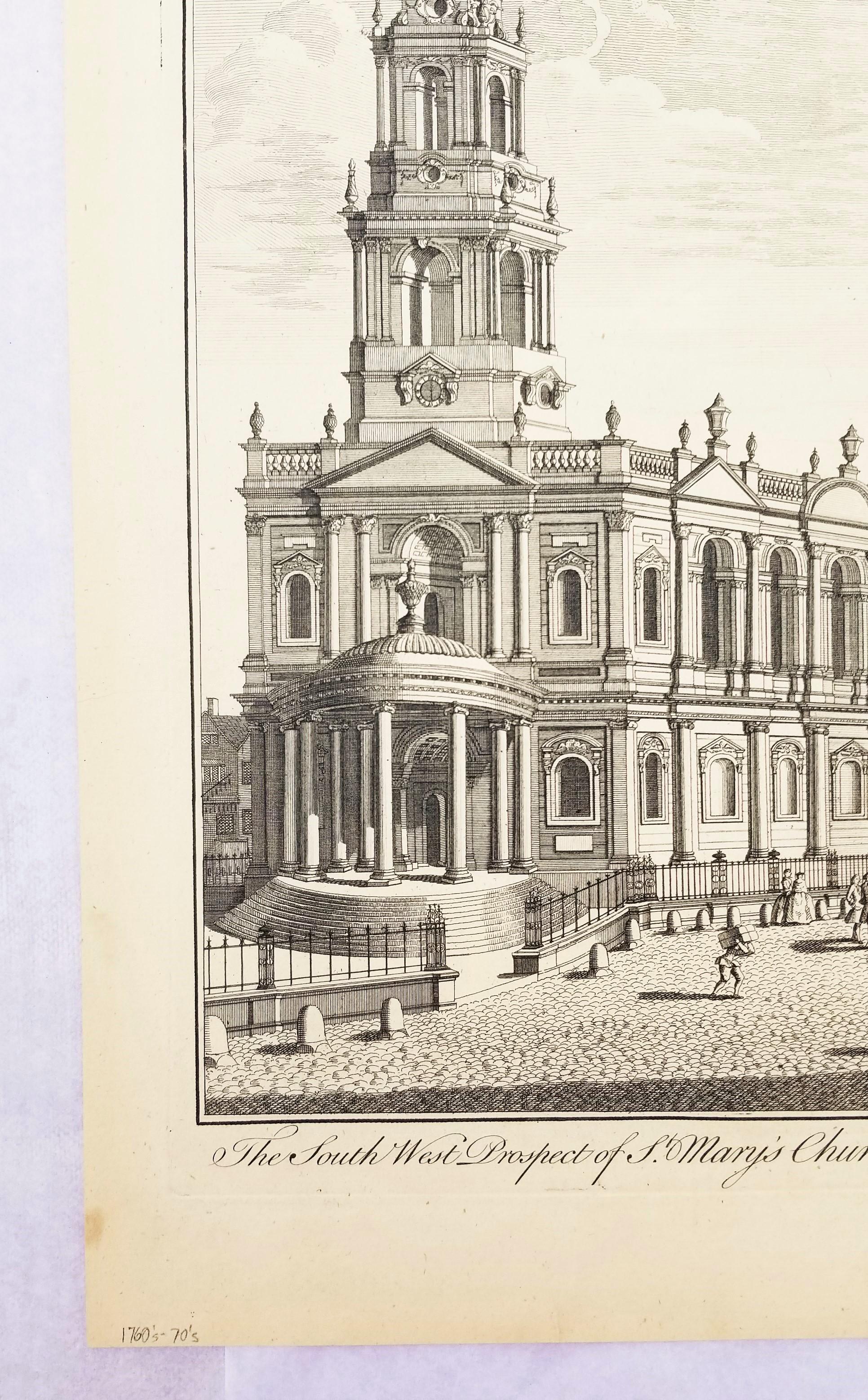 La perspectiva suroeste de la iglesia de Santa María en el Strand /// William Maitland - Landscape Print Beige de Benjamin Cole