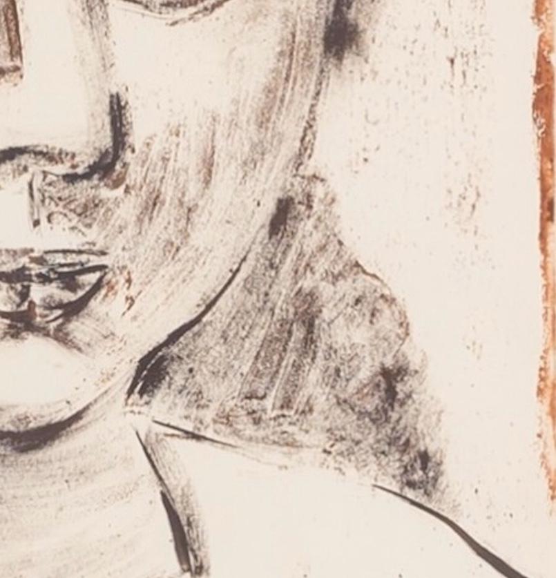Head of a Girl - 20th Century Portrait Print, White, Grey and Red For Sale 6