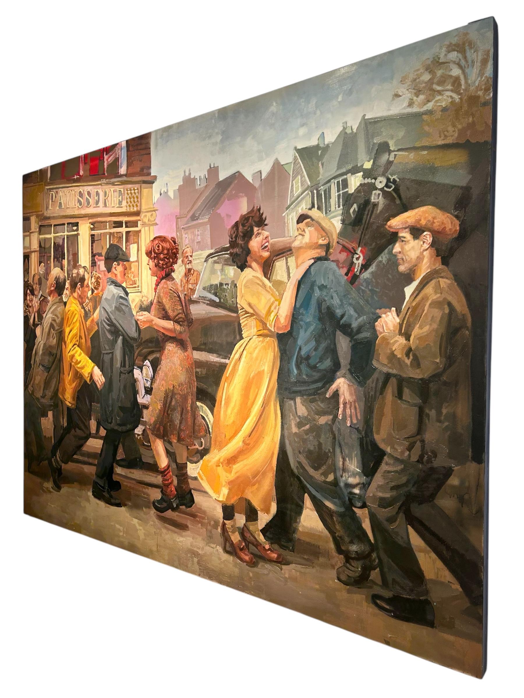 Plaga danzante - Pintura colorista y alegre de una multitud danzante - Ben Duke - Painting de Benjamin Duke