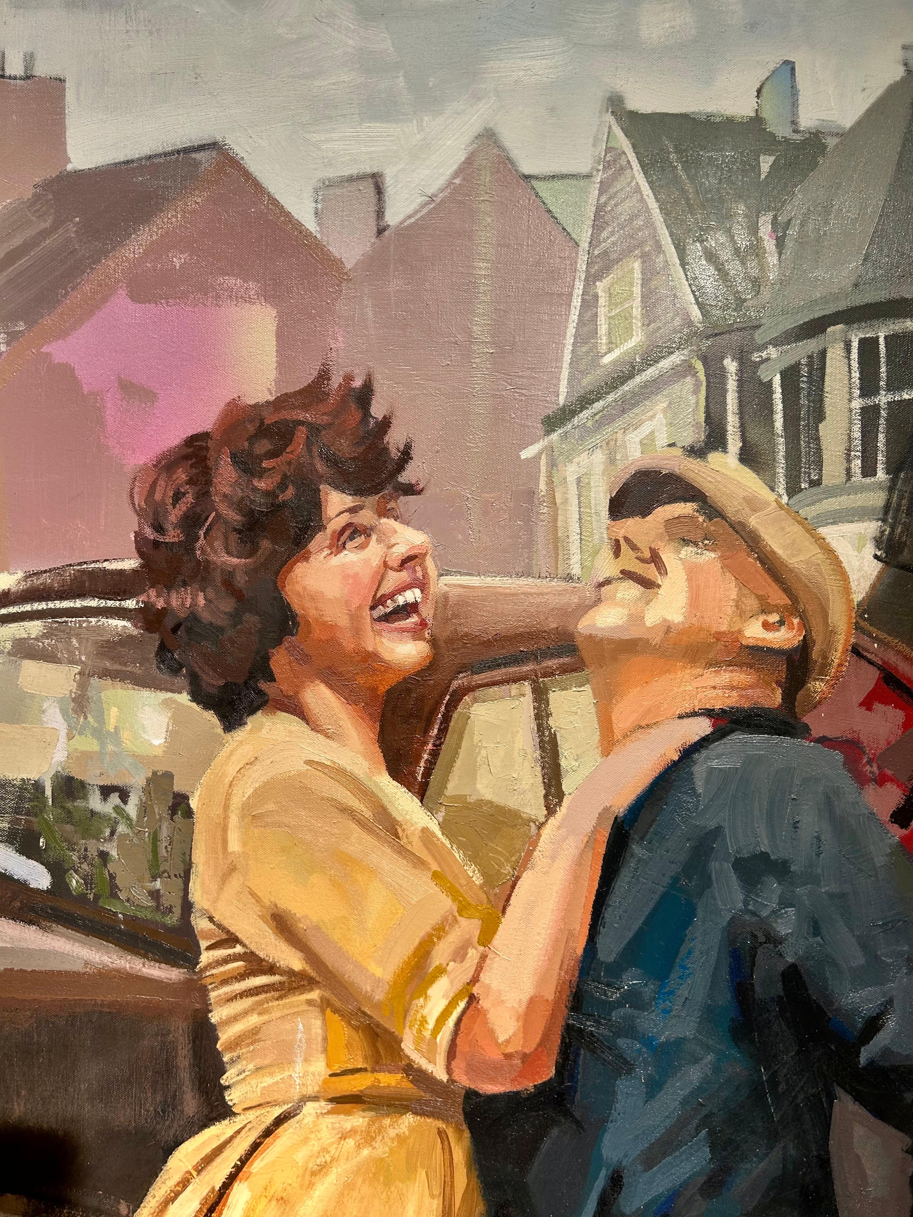Plaga danzante - Pintura colorista y alegre de una multitud danzante - Ben Duke - Painting Contemporáneo de Benjamin Duke
