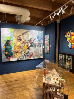 The Gospel - Large Scale Vivid Color Surreal Urban Scene, Original Oil on Canvas