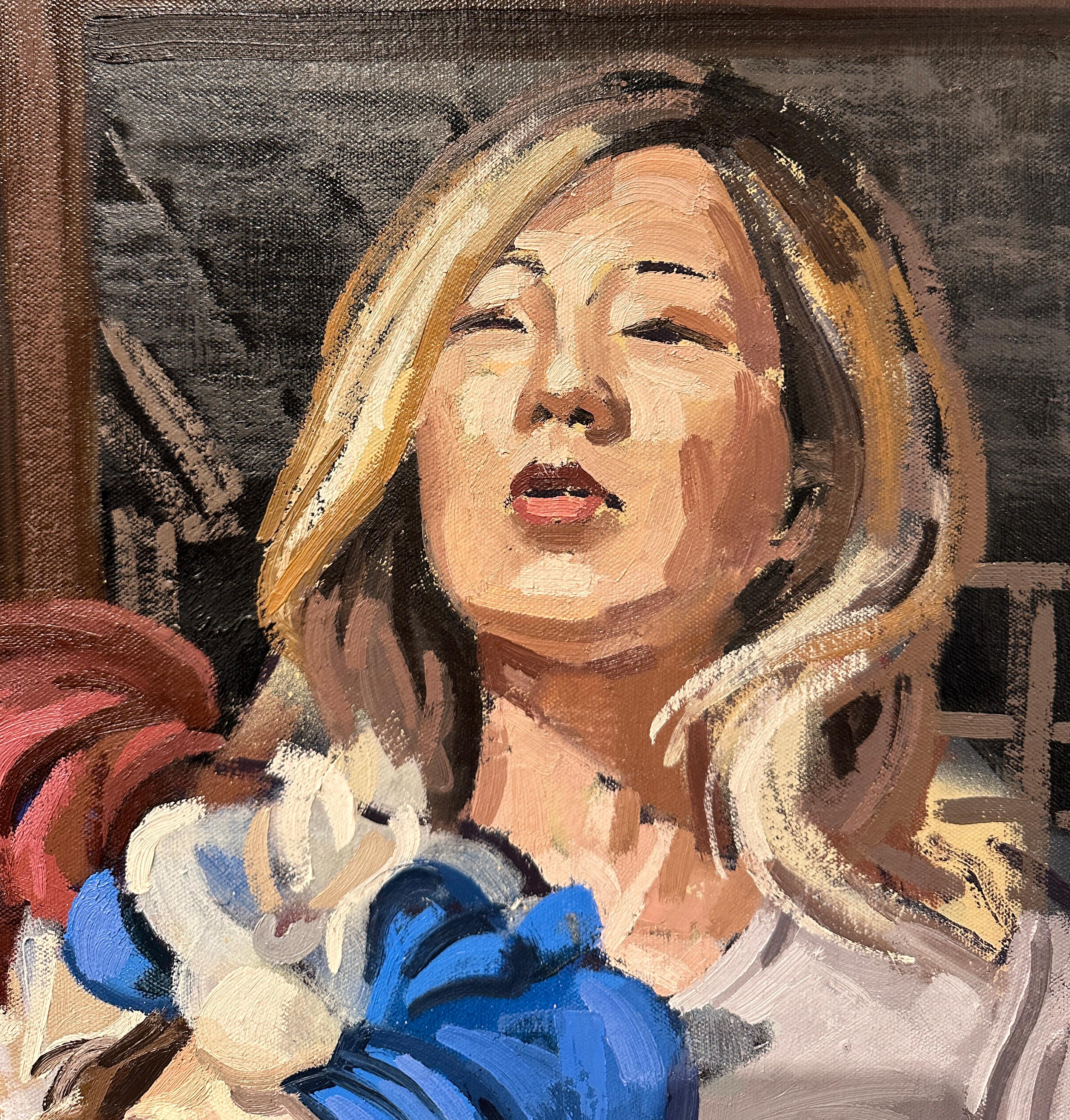 Story Short-story 
 
Once upon a time, five women met up at an outdoor café. They sat around the table sipping their coffee and chatting, one caught everyone's attention, because she was dressed up in a metallic suit, complete with robotic wings,