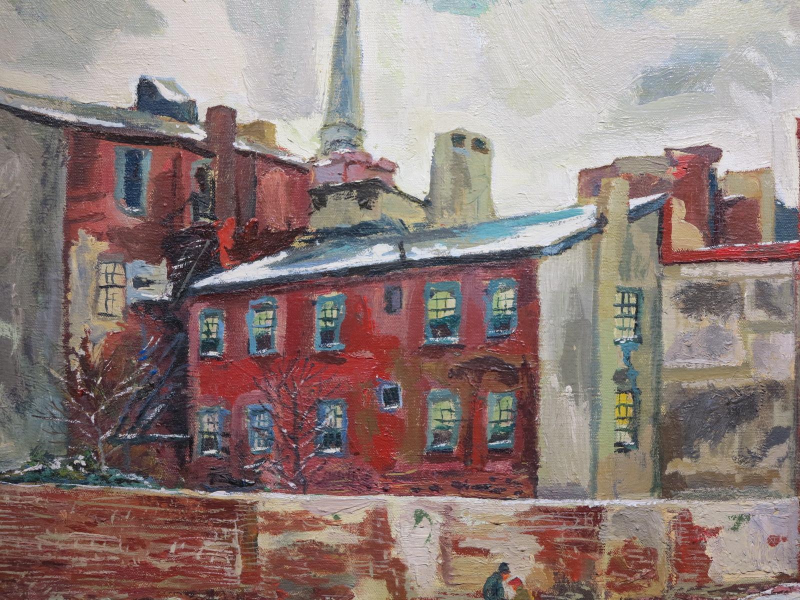 Society Hill, Philadelphia (Urban cityscape painting) - Painting by Benjamin Eisenstat