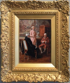Genre historical oil painting of three gentlemen