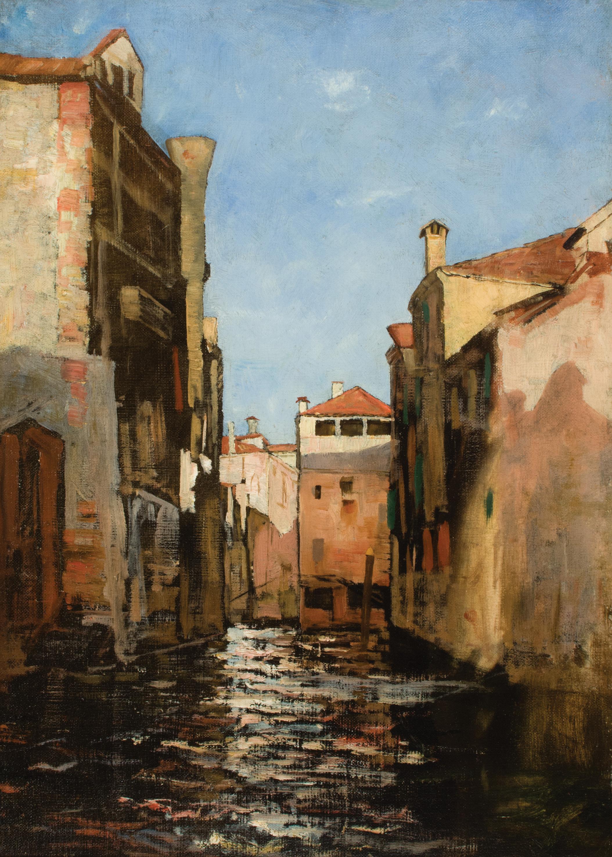A Canal in Venice - Victorian Lansdscape - Painting by Benjamin Ferris Gilman