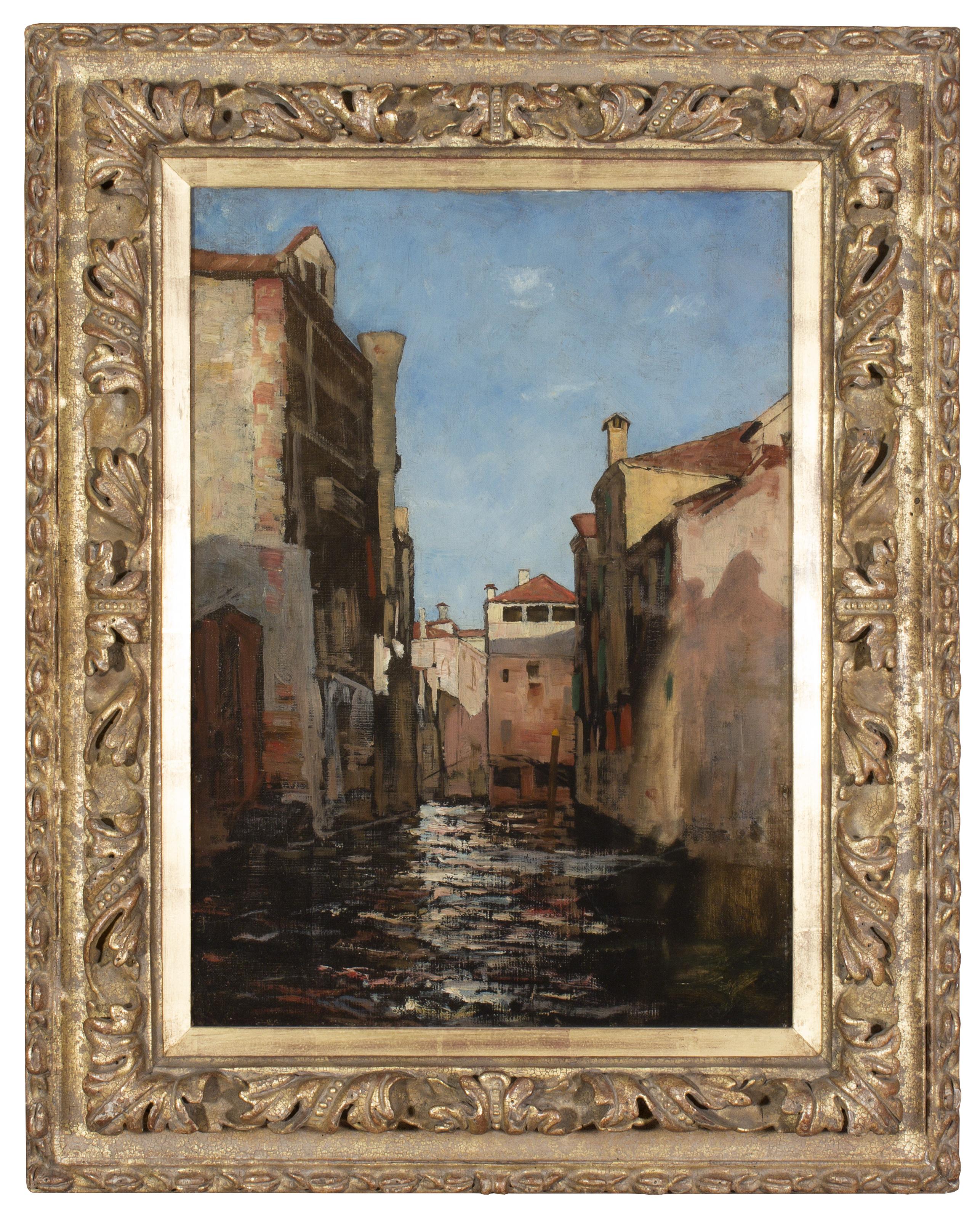 Benjamin Ferris Gilman Landscape Painting - A Canal in Venice - Victorian Lansdscape